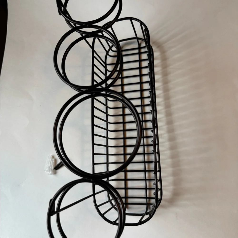 Dark Brown Metal Wall-Mounted Storage Basket